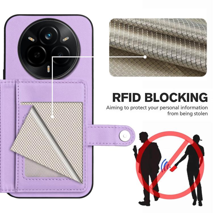 For Realme 14 Pro Button Card Bag RFID Anti-theft Phone Case