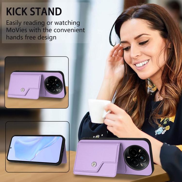 For Realme 14 Pro Button Card Bag RFID Anti-theft Phone Case