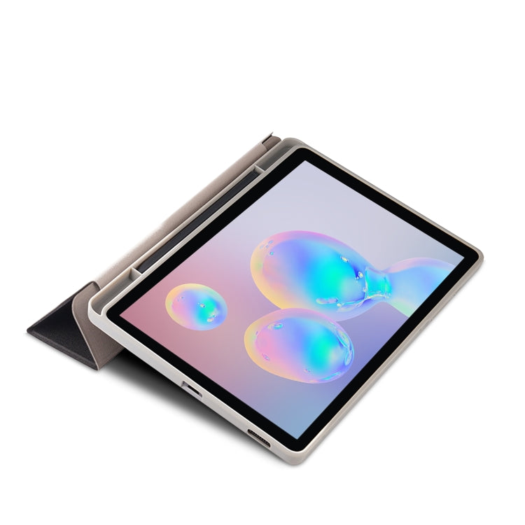 For Samsung Galaxy Tab S6 Lite P610/P615 TPU Horizontal Flip Leather Case with Three-folding Holder & Pen Slot & Sleep / Wake-up Function