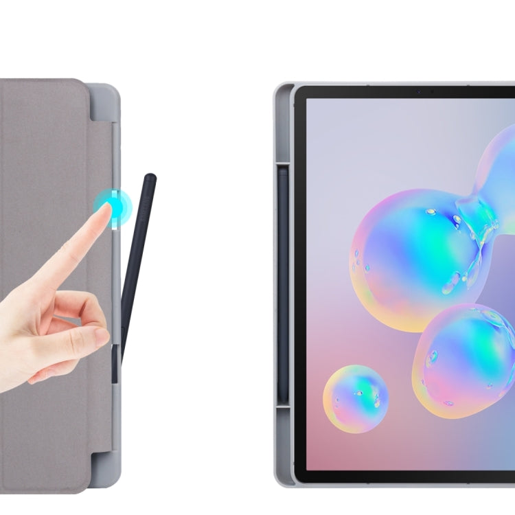 For Samsung Galaxy Tab S6 Lite P610/P615 TPU Horizontal Flip Leather Case with Three-folding Holder & Pen Slot & Sleep / Wake-up Function
