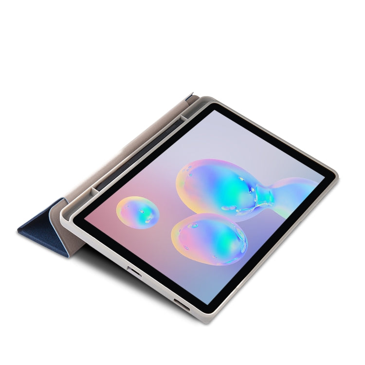 For Samsung Galaxy Tab S6 Lite P610/P615 TPU Horizontal Flip Leather Case with Three-folding Holder & Pen Slot & Sleep / Wake-up Function