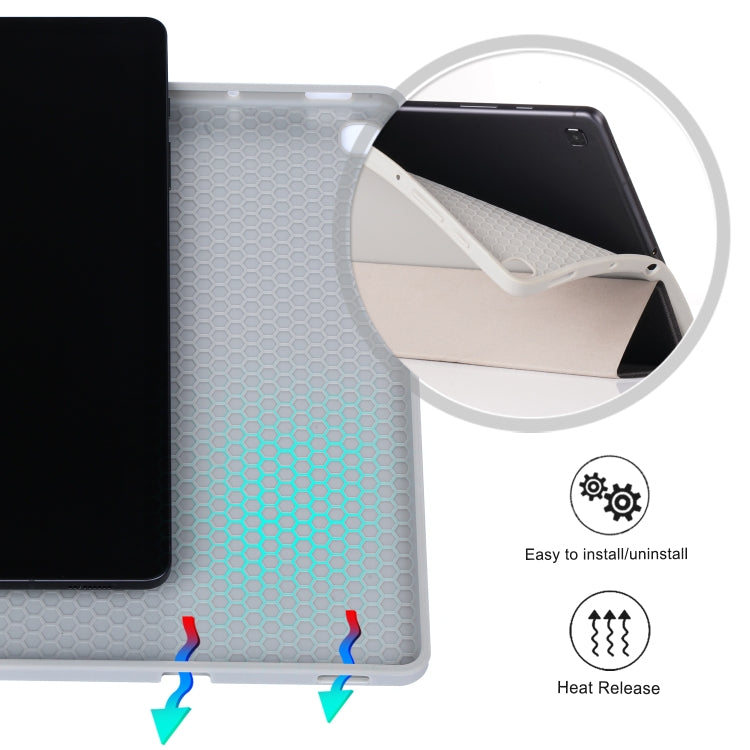 For Samsung Galaxy Tab S6 Lite P610/P615 TPU Horizontal Flip Leather Case with Three-folding Holder & Pen Slot & Sleep / Wake-up Function