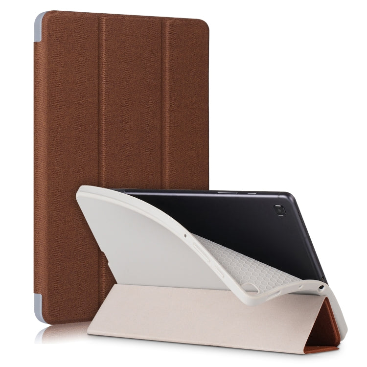 For Samsung Galaxy Tab S6 Lite P610/P615 TPU Horizontal Flip Leather Case with Three-folding Holder & Pen Slot & Sleep / Wake-up Function