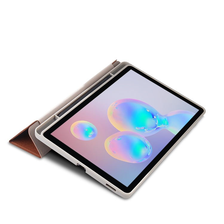 For Samsung Galaxy Tab S6 Lite P610/P615 TPU Horizontal Flip Leather Case with Three-folding Holder & Pen Slot & Sleep / Wake-up Function