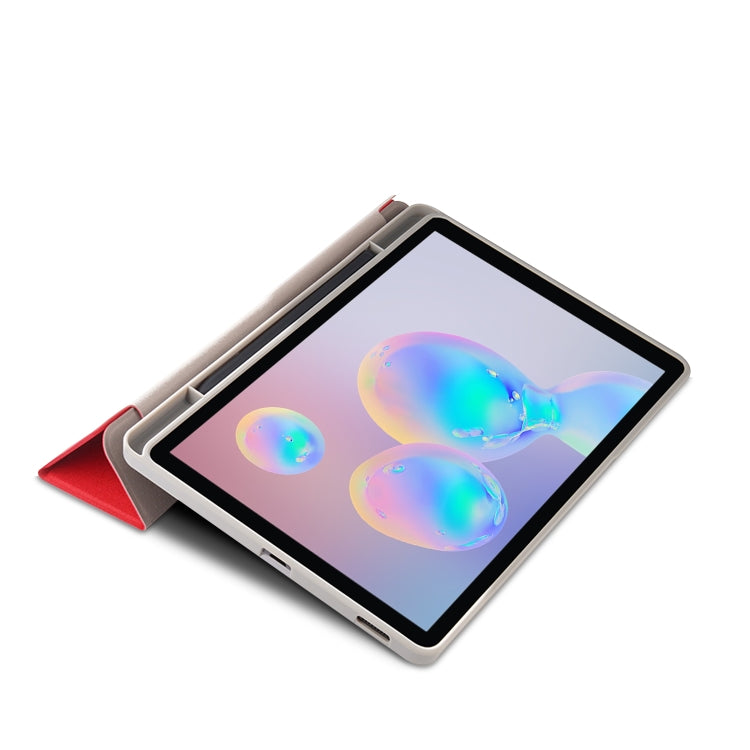 For Samsung Galaxy Tab S6 Lite P610/P615 TPU Horizontal Flip Leather Case with Three-folding Holder & Pen Slot & Sleep / Wake-up Function