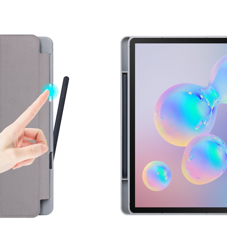 For Samsung Galaxy Tab S6 Lite P610/P615 TPU Horizontal Flip Leather Case with Three-folding Holder & Pen Slot & Sleep / Wake-up Function