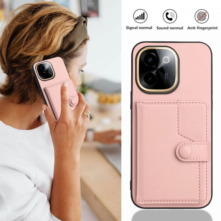 For vivo Y200 Button Card Bag RFID Anti-theft Phone Case