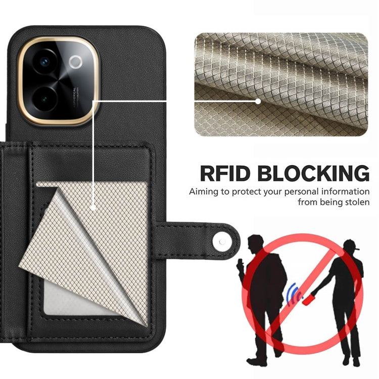 For vivo Y200 Button Card Bag RFID Anti-theft Phone Case