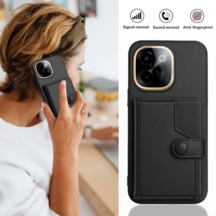 For vivo Y200 Button Card Bag RFID Anti-theft Phone Case