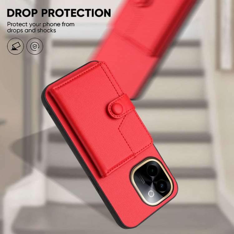 For vivo Y200 Button Card Bag RFID Anti-theft Phone Case