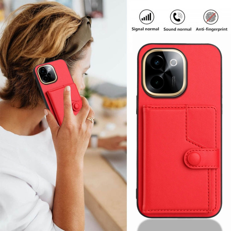 For vivo Y200 Button Card Bag RFID Anti-theft Phone Case