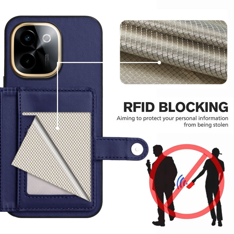 For vivo Y200 Button Card Bag RFID Anti-theft Phone Case