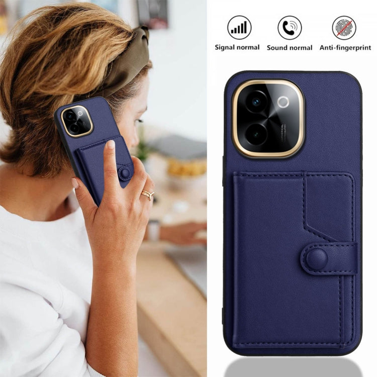 For vivo Y200 Button Card Bag RFID Anti-theft Phone Case
