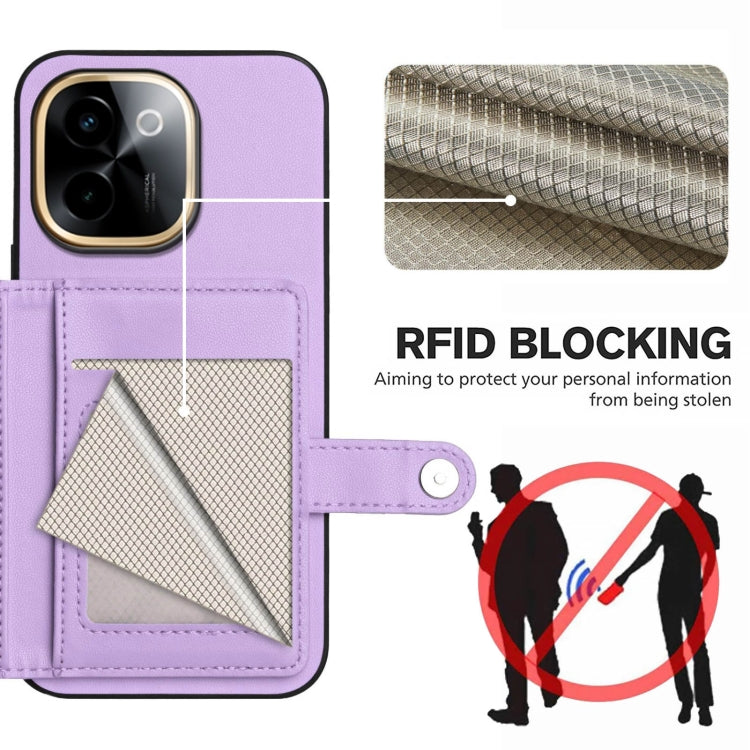 For vivo Y200 Button Card Bag RFID Anti-theft Phone Case