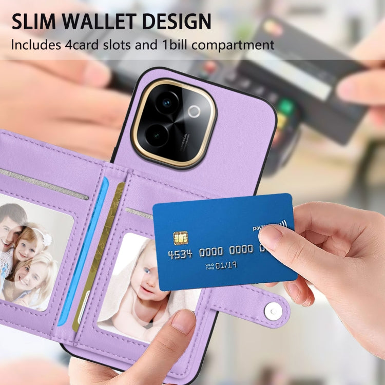 For vivo Y200 Button Card Bag RFID Anti-theft Phone Case