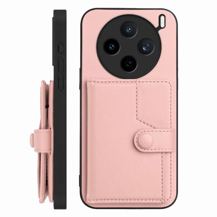 For vivo X200s Button Card Bag RFID Anti-theft Phone Case
