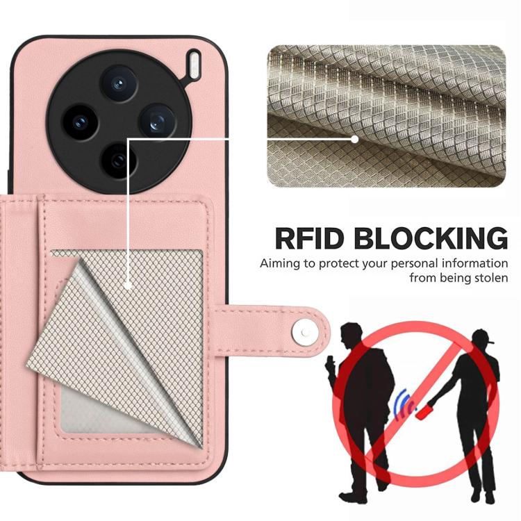 For vivo X200s Button Card Bag RFID Anti-theft Phone Case