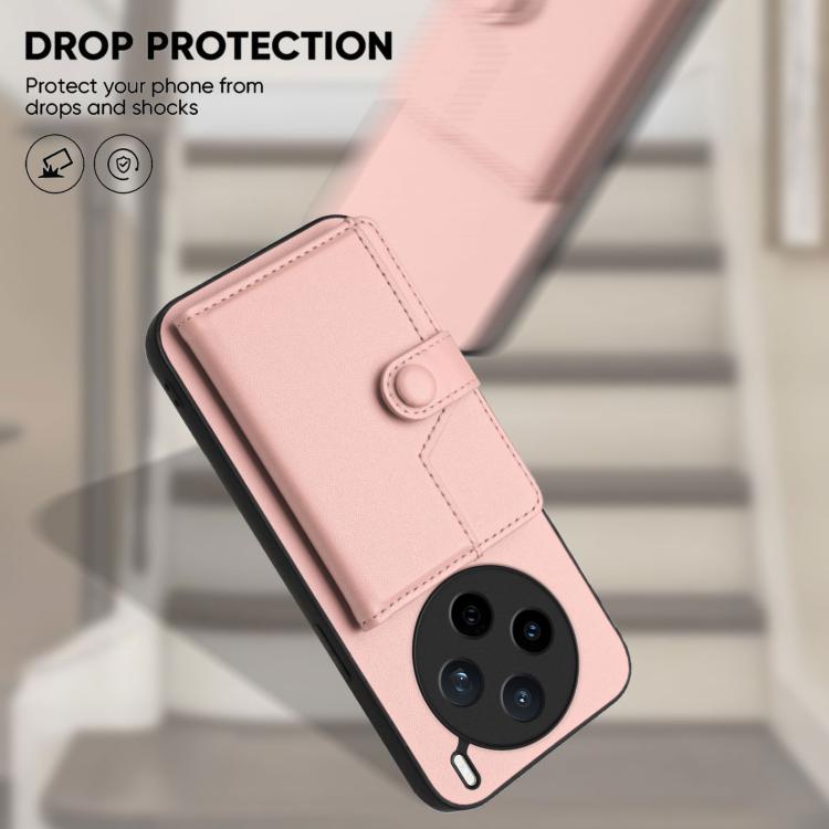 For vivo X200s Button Card Bag RFID Anti-theft Phone Case