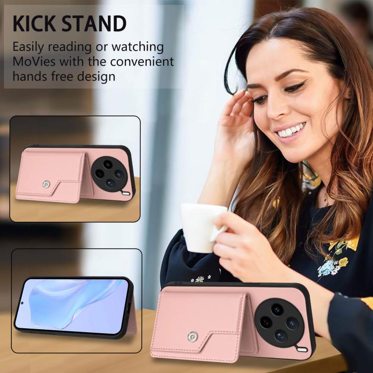 For vivo X200s Button Card Bag RFID Anti-theft Phone Case