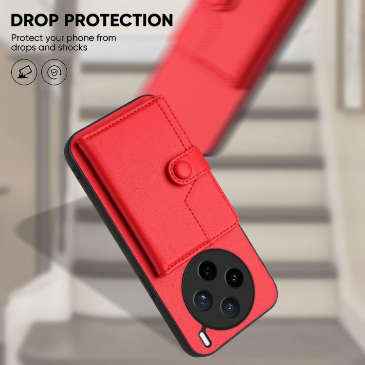 For vivo X200s Button Card Bag RFID Anti-theft Phone Case