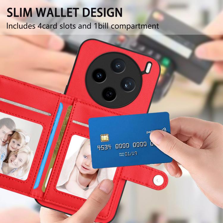 For vivo X200s Button Card Bag RFID Anti-theft Phone Case