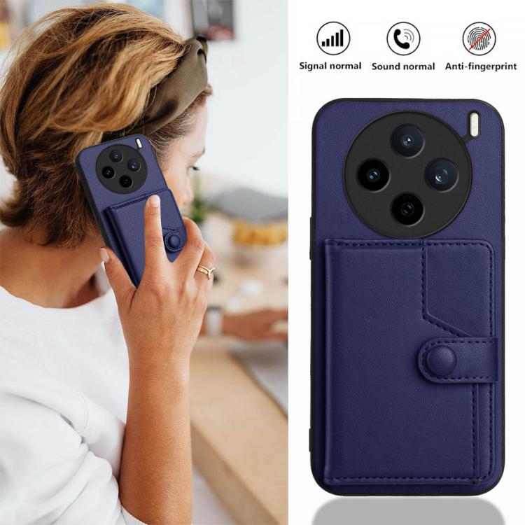For vivo X200s Button Card Bag RFID Anti-theft Phone Case