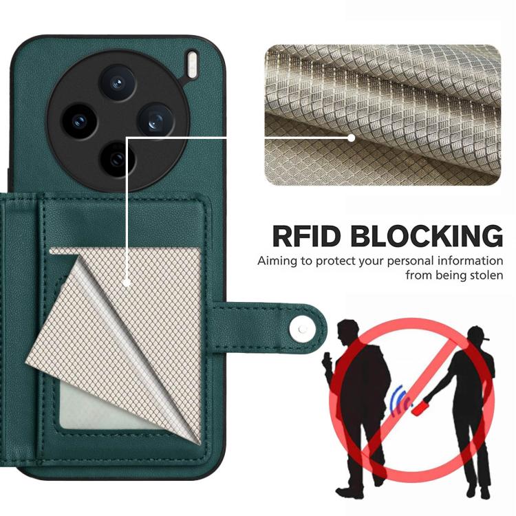 For vivo X200s Button Card Bag RFID Anti-theft Phone Case