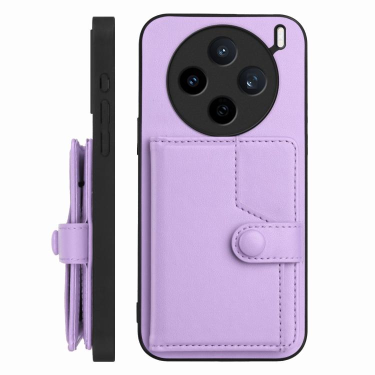 For vivo X200s Button Card Bag RFID Anti-theft Phone Case