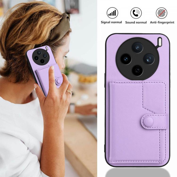 For vivo X200s Button Card Bag RFID Anti-theft Phone Case