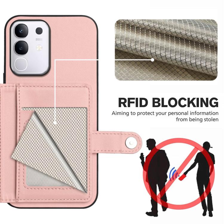 For vivo Y29 4G / T4x / Y300t Button Card Bag RFID Anti-theft Phone Case