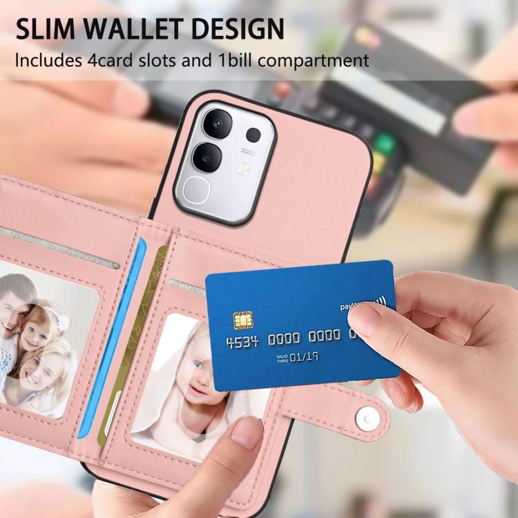 For vivo Y29 4G / T4x / Y300t Button Card Bag RFID Anti-theft Phone Case