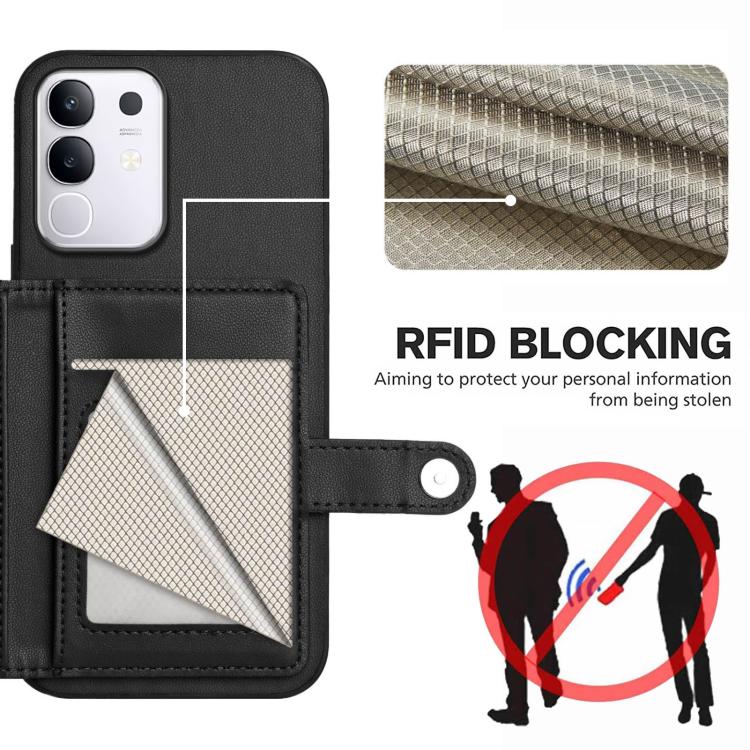 For vivo Y29 4G / T4x / Y300t Button Card Bag RFID Anti-theft Phone Case