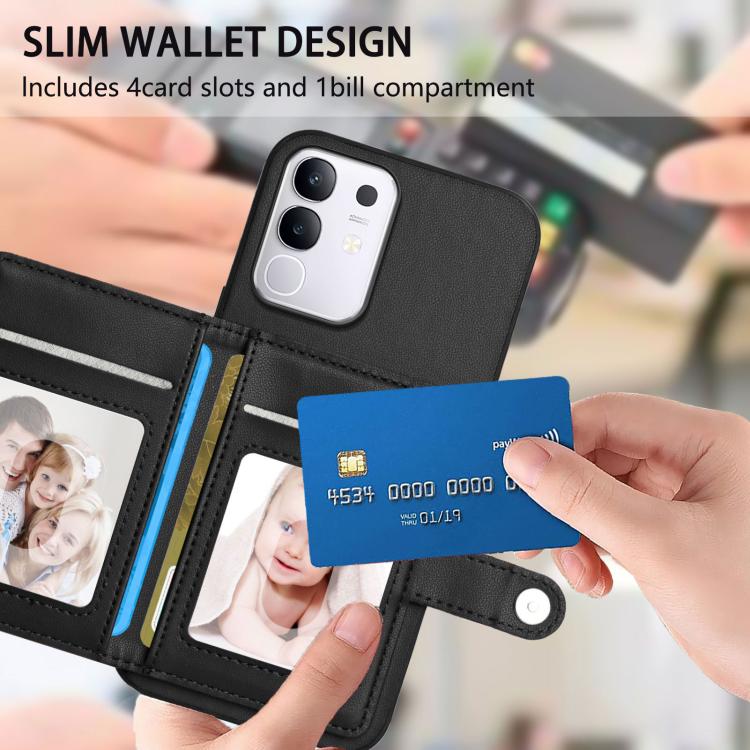 For vivo Y29 4G / T4x / Y300t Button Card Bag RFID Anti-theft Phone Case