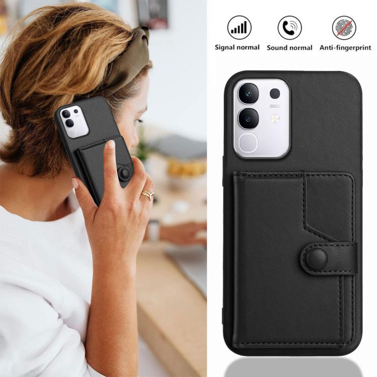 For vivo Y29 4G / T4x / Y300t Button Card Bag RFID Anti-theft Phone Case