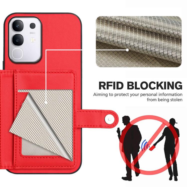 For vivo Y29 4G / T4x / Y300t Button Card Bag RFID Anti-theft Phone Case