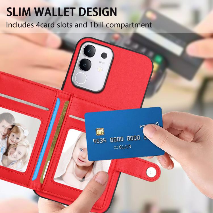 For vivo Y29 4G / T4x / Y300t Button Card Bag RFID Anti-theft Phone Case