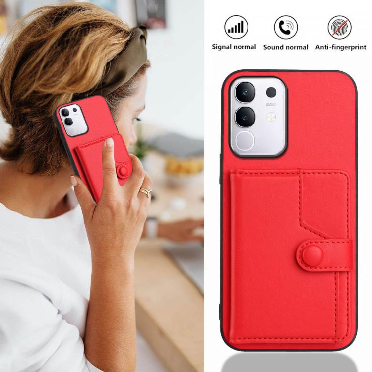 For vivo Y29 4G / T4x / Y300t Button Card Bag RFID Anti-theft Phone Case