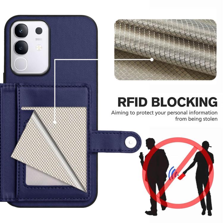 For vivo Y29 4G / T4x / Y300t Button Card Bag RFID Anti-theft Phone Case