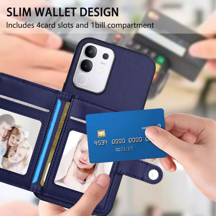 For vivo Y29 4G / T4x / Y300t Button Card Bag RFID Anti-theft Phone Case