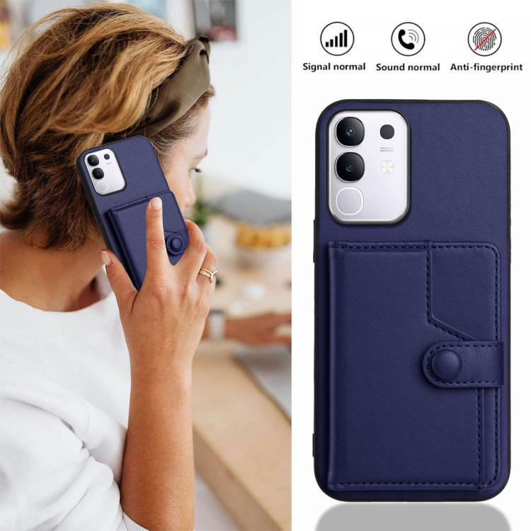 For vivo Y29 4G / T4x / Y300t Button Card Bag RFID Anti-theft Phone Case