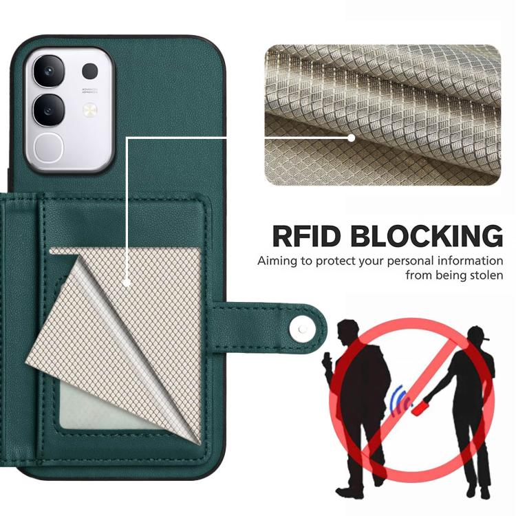 For vivo Y29 4G / T4x / Y300t Button Card Bag RFID Anti-theft Phone Case