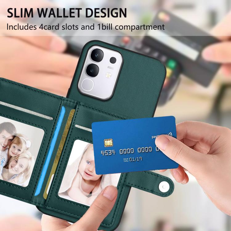 For vivo Y29 4G / T4x / Y300t Button Card Bag RFID Anti-theft Phone Case