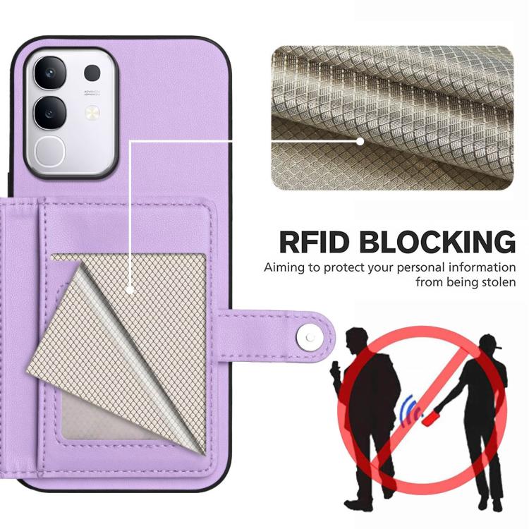 For vivo Y29 4G / T4x / Y300t Button Card Bag RFID Anti-theft Phone Case