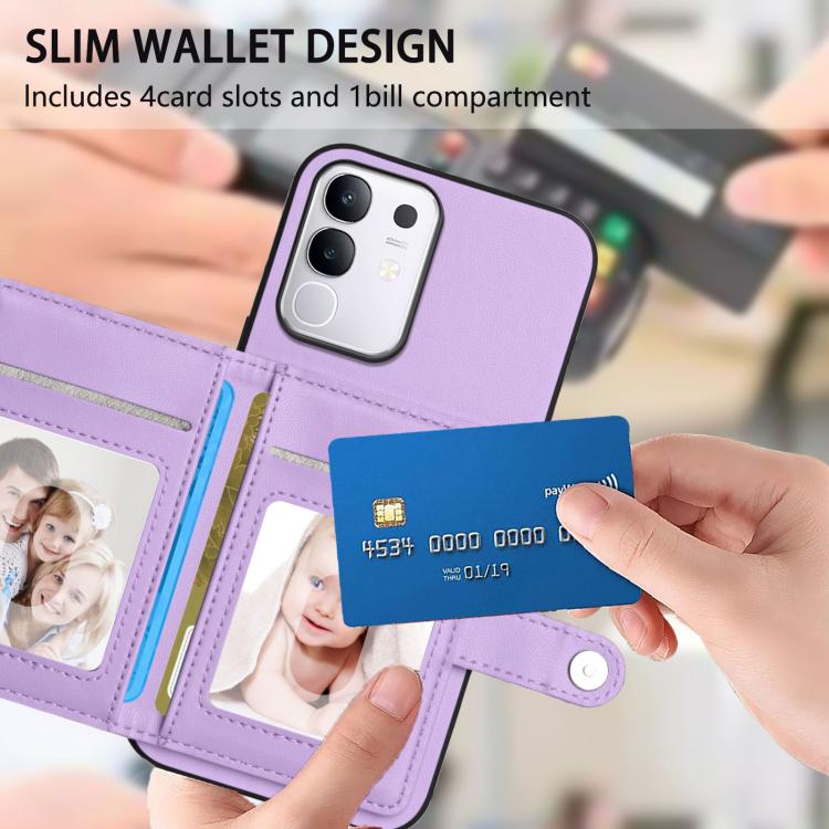 For vivo Y29 4G / T4x / Y300t Button Card Bag RFID Anti-theft Phone Case