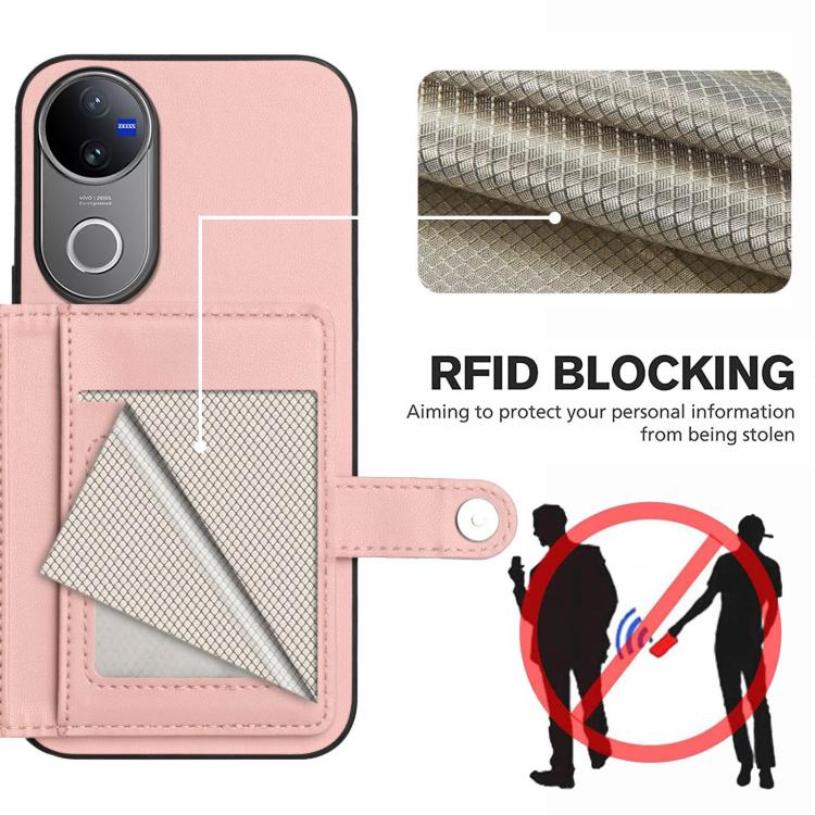 For vivo V50 / V50e Button Card Bag RFID Anti-theft Phone Case