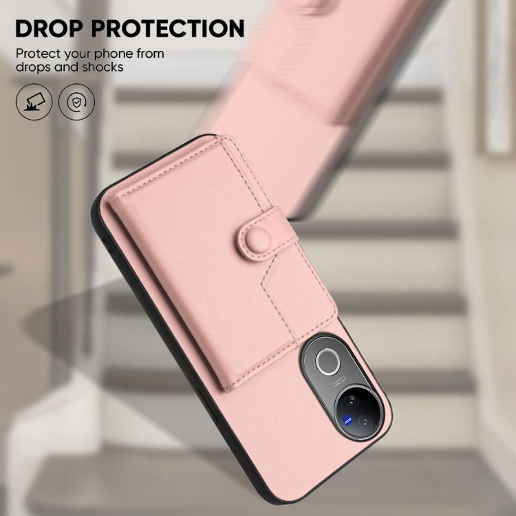 For vivo V50 / V50e Button Card Bag RFID Anti-theft Phone Case