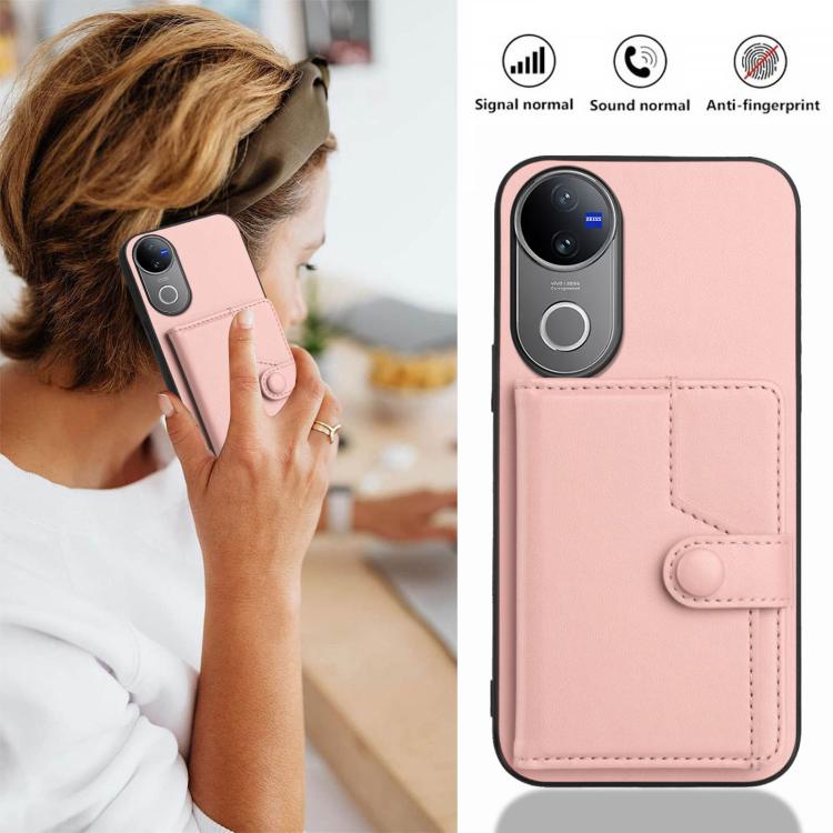 For vivo V50 / V50e Button Card Bag RFID Anti-theft Phone Case