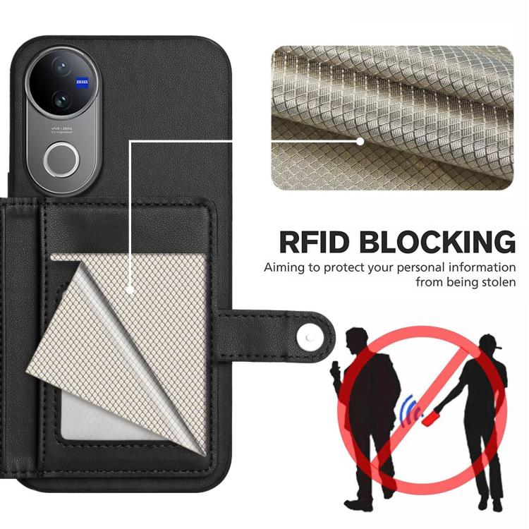 For vivo V50 / V50e Button Card Bag RFID Anti-theft Phone Case