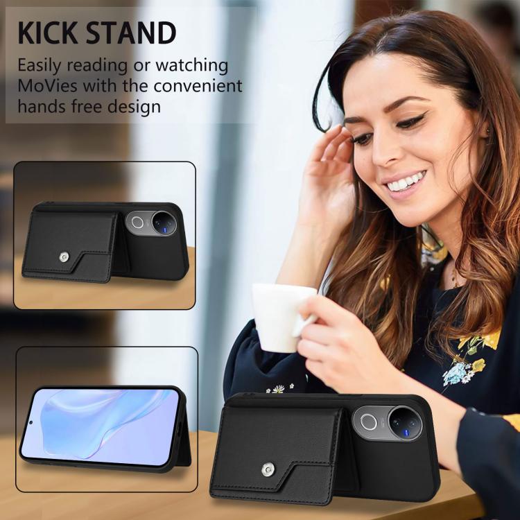 For vivo V50 / V50e Button Card Bag RFID Anti-theft Phone Case