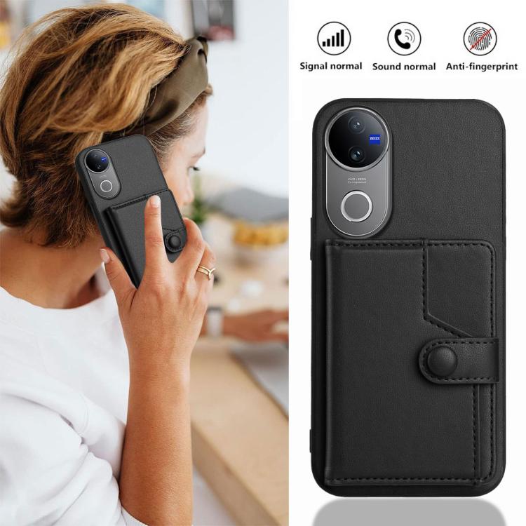 For vivo V50 / V50e Button Card Bag RFID Anti-theft Phone Case